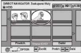 DIRECT NAVIGATOR Zsakupene Ituly HDD VIDEO SMAY 01:24:54 Predich. Strana 02/02 Delta OPTION Zvollit Predich. Delta