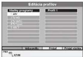 Editacia profilov Všetky programu Profil 1 1.460 175.00 175.00 185.00 2.460 Webprofilu Pridat Pridat všetky L.FRM