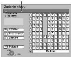 PANASONIC DMR-EX795 - Zobrazení strany Zadání názvu, atd. - 1