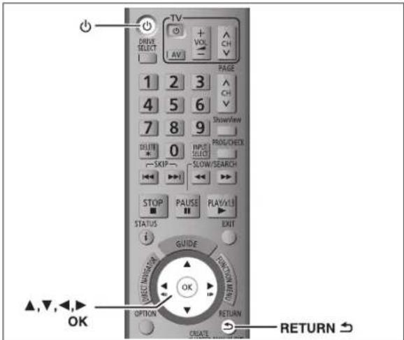 TV ON/OVE SELECT AV PAGE 1 2 3 4 5 6 7 8 9 ShowView DELETE 0 INPUT PROG/CHECK SKIP SLOW/SEARCH STOP PAUSE PLAY/UXI STATUS EXIT GUIDE DIRECT OUTPUT OK OPTION RETURN CREATE RETURN RETURN ▲,▼,◀,► OK RETURN