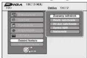 DIGA 100 FUNCTION NAME Options Options Options Function Options Network Find the network DV A/C User Network Splice 100 Nostern