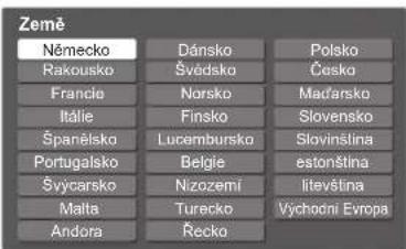 Země Německo Dánsko Polsko Rakousko Švédsko Casko Francie Norsko Mačarsko Itálie Finsko Slovensko Španělsko Lucembursko Slovínšina Portugalsko Belgie.estónština Švycarsko Nizozemí Irtevština Malta Turecko Východní Evropa Andora Řecko