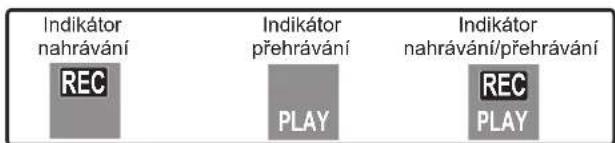 Indikátor nahrávání REC Indikátor přehrávání PLAY Indikátor nahrávání/přehrávání REC PLAY
