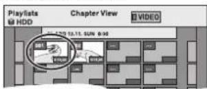 Playlists HDD Chapter View VIDEO 01:00 PM 13:11, 9:00 0:00 00:00 00:00 00:00 00:00