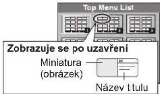 Top Menu List Zobrazuje se po uzavření Miniatura (obrázek) Název titulu
