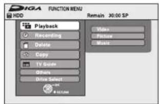 PANASONIC DMR-EX645 - Stiskněte [FUNCTION MENU]. - 1