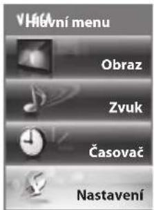 VHlavní menu Obraz Zvuk Časovač Nastavení