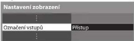 Nastavení zobrazení Označení vstupů Přístup