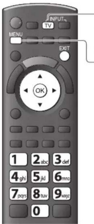 INPUT TV MENU EXIT OK 1 2 abc 3 def 4 ghi 5 jkl 6 mno 7 pqrs 8 tuv 9 wayz 0