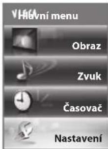 VHavní menu Obraz Zvuk Časovač Nastavení