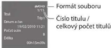 Formát souboru Číslo titulu / celkový počet titulů 1/15 Trip1 Titul Datum a čas 19/02/2010 11:21 Počet skén 8 Délka 00h15m39s