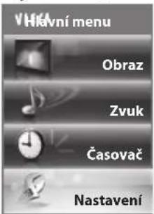 VHAC vlní menu Obraz Zvuk Časovač Nastavení