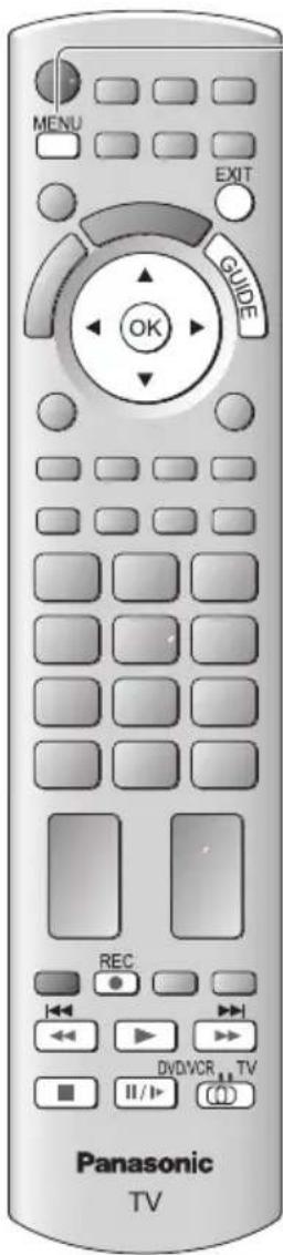 MENU EXIT GUIDE OK REC DVDVCR TV Panasonic TV