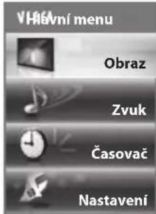 VBA Naví menu Obraz Zvuk Časovač Nastavení