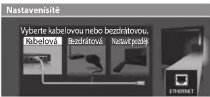 Nastavenísítě Vyberte kabelovou nebo bezdrátovou. Kabelová Bezdrátová Nastavit později ETHERMET