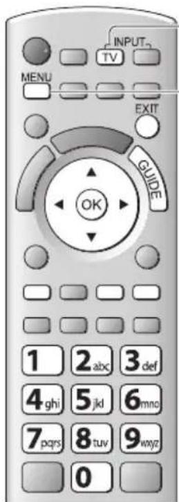 INPUT TV MENU EXIT GUIDE OK 1 2 abc 3 def 4 ghi 5 jd 6 mnc 7 pqrs 8 tuv 9 wyz 0