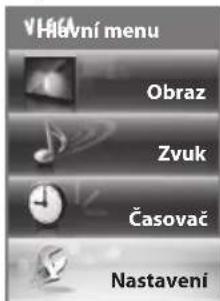 VHACVni menu Obraz Zvuk Časovač Nastavení