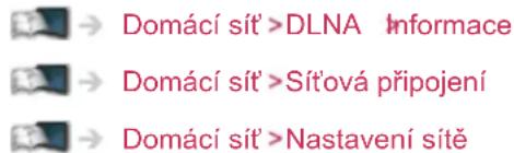 Domácí sít' >DLNA Informace Domácí sít' >Sít'ová prípojení Domácí sít' >Nastavení sítě
