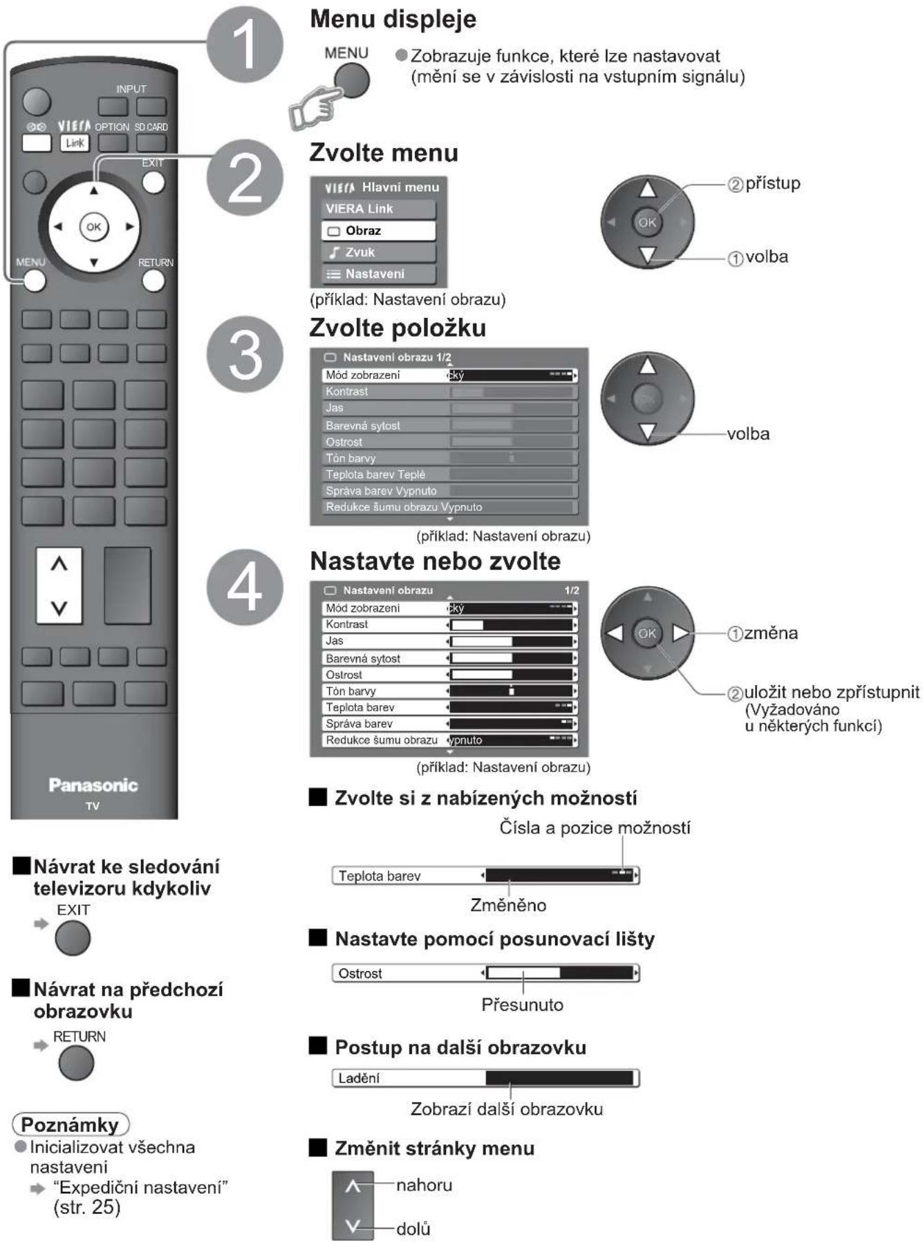 PANASONIC Viera TX-37LZ70P - Jak používat funkce menu - 1