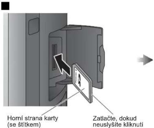 Horní strana karty (se štítkem) Zatlačte, dokud neuslyšite kliknutí