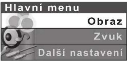 Hlavní menu Obraz Zvuk Další nastavení
