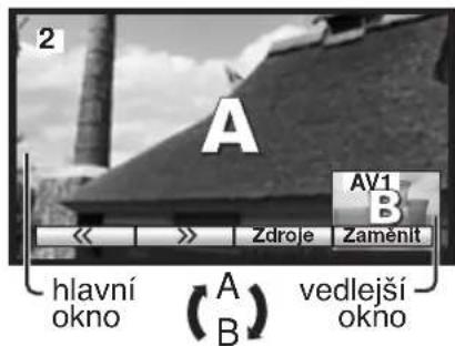 2 A AV1 B << >> Zdroje Zaměnit hlavní okno A B) vedlejší okno