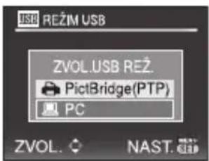USB REŽIM USB ZVOL.USB REŽ. PictBridge(PTP) PC ZVOL. NAST.