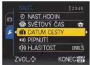 NAST. NAST.HODIN SVĚTOVÝ ČAS DATUM CESTY PÍPNUTÍ HLASÍTOST LEVEL3 ZVOL KONEC