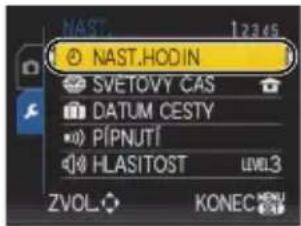 NAST. 12365 ● NAST.HODIN SVETOVY CAS DATUM CESTY PÍPNUTÍ HLASITOST LEVEL3 ZVOL KONEC