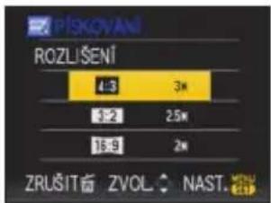Přískování ROZLÍŠENÍ 1:3 3m 1:2 2.5m 1:9 2m ZRUŠIT Š ZVOL NAST. MVDU ELIP