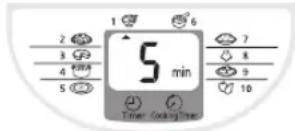 1 2 3 4 5 6 7 8 9 10 5 min Timer Cooking Time
