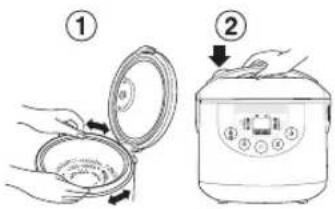 PANASONIC SR-TMJ501 - Tegye be a belső edényt a készüléktestbe, majd csukja be a külső fedelet. - 1