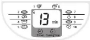 1 2 3 4 5 6 7 8 9 10 13 min Timer Cooking Time