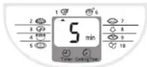 1 2 3 4 5 6 7 8 9 10 5 min Timer Cooking Time