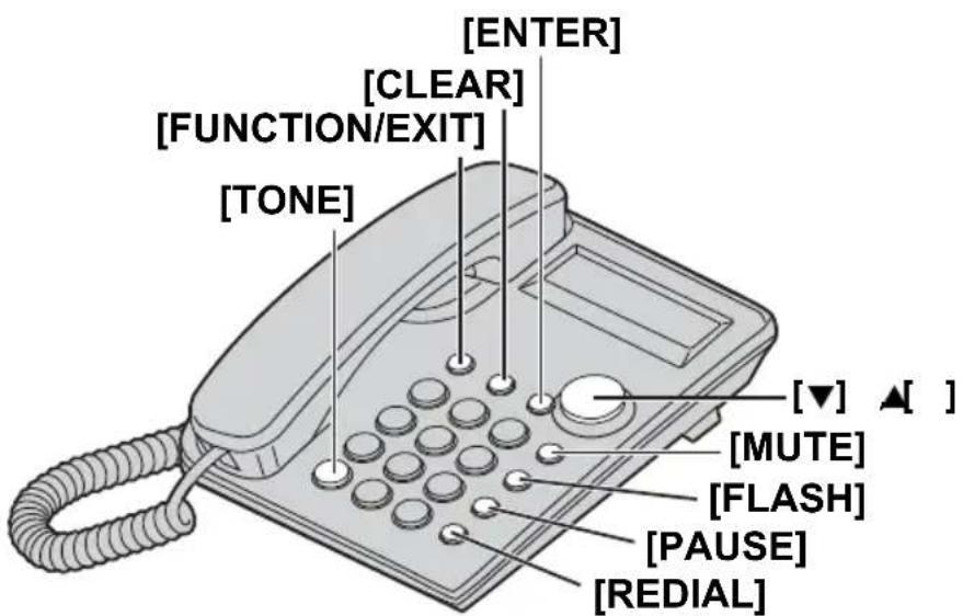[ENTER] [CLEAR] [FUNCTION/EXIT] [TONE] [▼] ▲[ ] [MUTE] [FLASH] [PAUSE] [REDIAL]