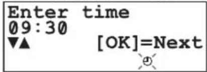 Enter time 09:30 ▼▲ [OK]=Next