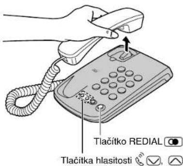 Tlačitko REDIAL Tlačitka hlasitosti