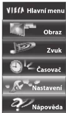 VIETA Hlavní menu Obraz Zvuk Časovač Nastavení Nápověda