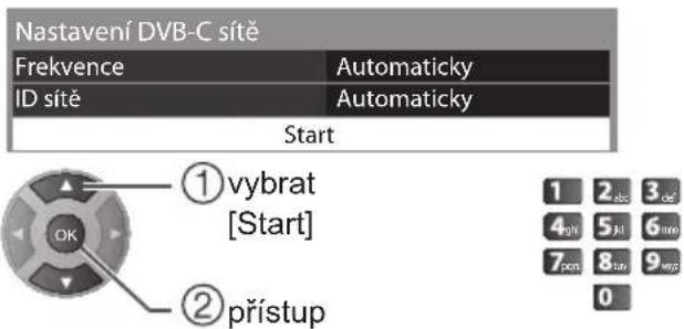 Nastavení DVB-C sítě Frekvence Automaticky ID sítě Automaticky Start ① vybrat [Start] ② přístup 1 2 3 4 Pac 5 Pac 6 Pac 7 Pac 8 Pac 9 Pac 0