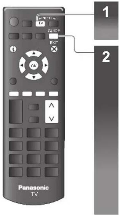 INPUT TV GUIDE EXIT OK Panasonic TV 1 2
