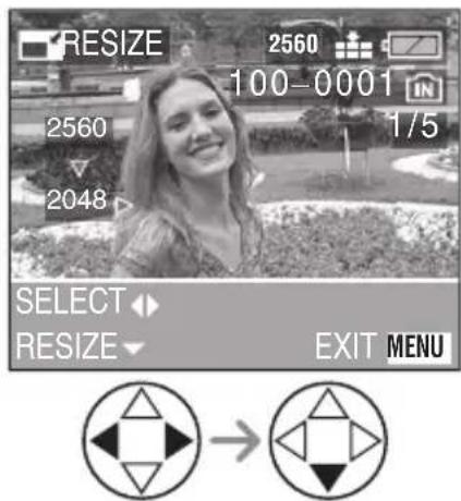 RESIZE 2560 100-0001 IN 2560 1/5 2048 SELECT RESIZE EXIT MENU