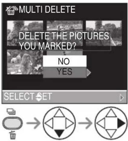 MULTI DELETE DELETE THE PICTURES YOU MARKED? NO YES SELECT SET