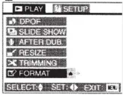PLAY SETUP PROF SLIDE SHOW AFTER DUB RESIZE TRIMMING FORMAT SELECT SET EXIT