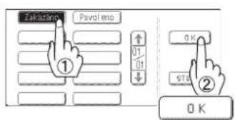 Taka screen Pivol end ① ↑ 01 01 ↓ OK STA ② OK
