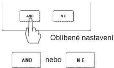 ANO N E Oblíbené nastavení ANO nebo N E
