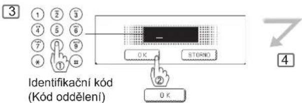 3 1 2 3 4 5 6 7 8 9 * ① # Identifikacní kód (Kód oddělení) - OK STORNO ② OK 4