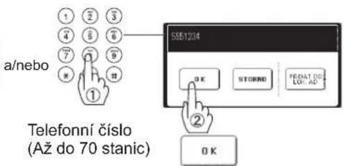 a/nebo Telefonní číslo (Až do 70 stanic) 5551234 OK STORNO FEDAT DO LOP. AŽ OK