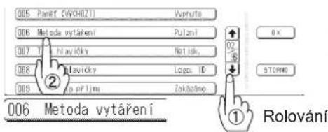 005 Panet (VCHDZI) Vysnute 006 Metoda vytáření Pulzni 007 Tř. havický Netisk, 008 Lavický Logo, IP 009 So přímu Zakázáno ② 006 Metoda vytáření ① Rolování