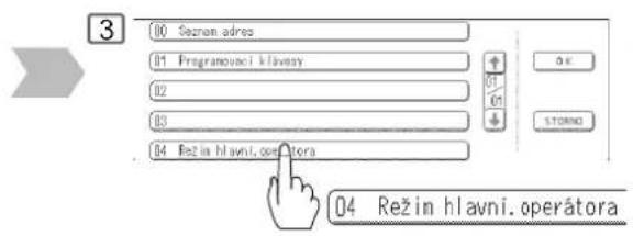 00 Seznan adres 01 Programovaci klavesy 02 03 04 Režin hlavní.operátora 04 Režin hlavní.operátora
