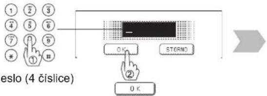 ① ② ③ ④ ⑤ ⑥ ⑦ ⑧ ⑨ * ⑩ eslo (4 číslice) - OK STORNO ② OK